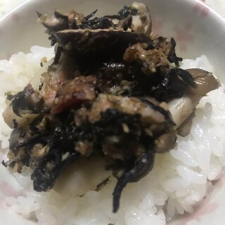 レンジで簡単！2種のきのこののりおかか梅ひじき丼！